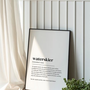 Waterski Poster, Waterskier Definition, Waterski Wall Art, Waterski Decoration, Gift for Waterskier, Waterski Accessory