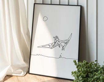 Windsurfing One Line Art Poster | windsurfing poster | Windsurfing printable art, Windsurfing Gift, continuous line drawing windsurfing, Windsurfing design
