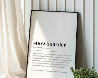 Snowboarder definition, snowboard digital print, snowboard poster, snowboard gift, gift for snowboarder, snowboard poster saying, winter sports