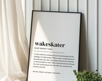 wakeskater definition | Wakeskate digital print | Wakeskate poster | Wakeskate gift | gift for wake skaters | Wakeskate digital download