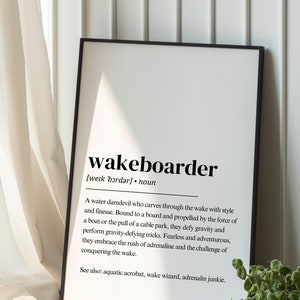 Wakeboarder Definition | Wakeboard digital print | Wakeboard poster | Wakeboard gift | gift for Wakeboarder | Wakeboard digital download