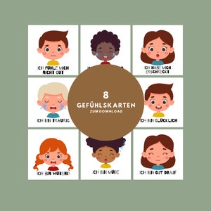 Carte delle emozioni per bambini, apprendimento delle emozioni, consapevolezza, emozioni dei bambini dell'asilo