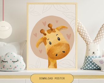 Giraffe Poster Children's Room Poster Children's Room Decoration DOWNLOAD