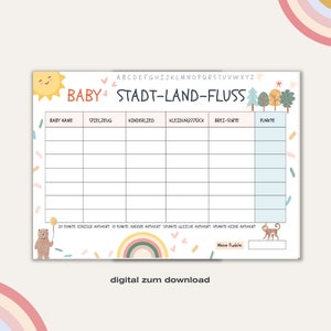 City, Country, River Baby Shower Boho as pdf, Baby Party Game to Print, Baby Shower Game, Montessori, Baby is Coming