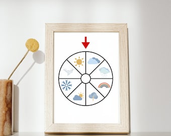 Weather wheel, weather disc, learning weather Montessori, download