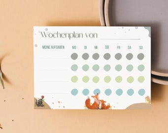 Weekly schedule, chore plan for children. Daily schedule, daily routine, weekly routine, task distribution for children, family plan - Natural Tones