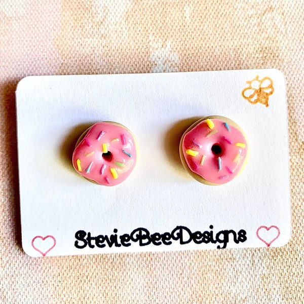 Polymer clay donut earrings /studs
