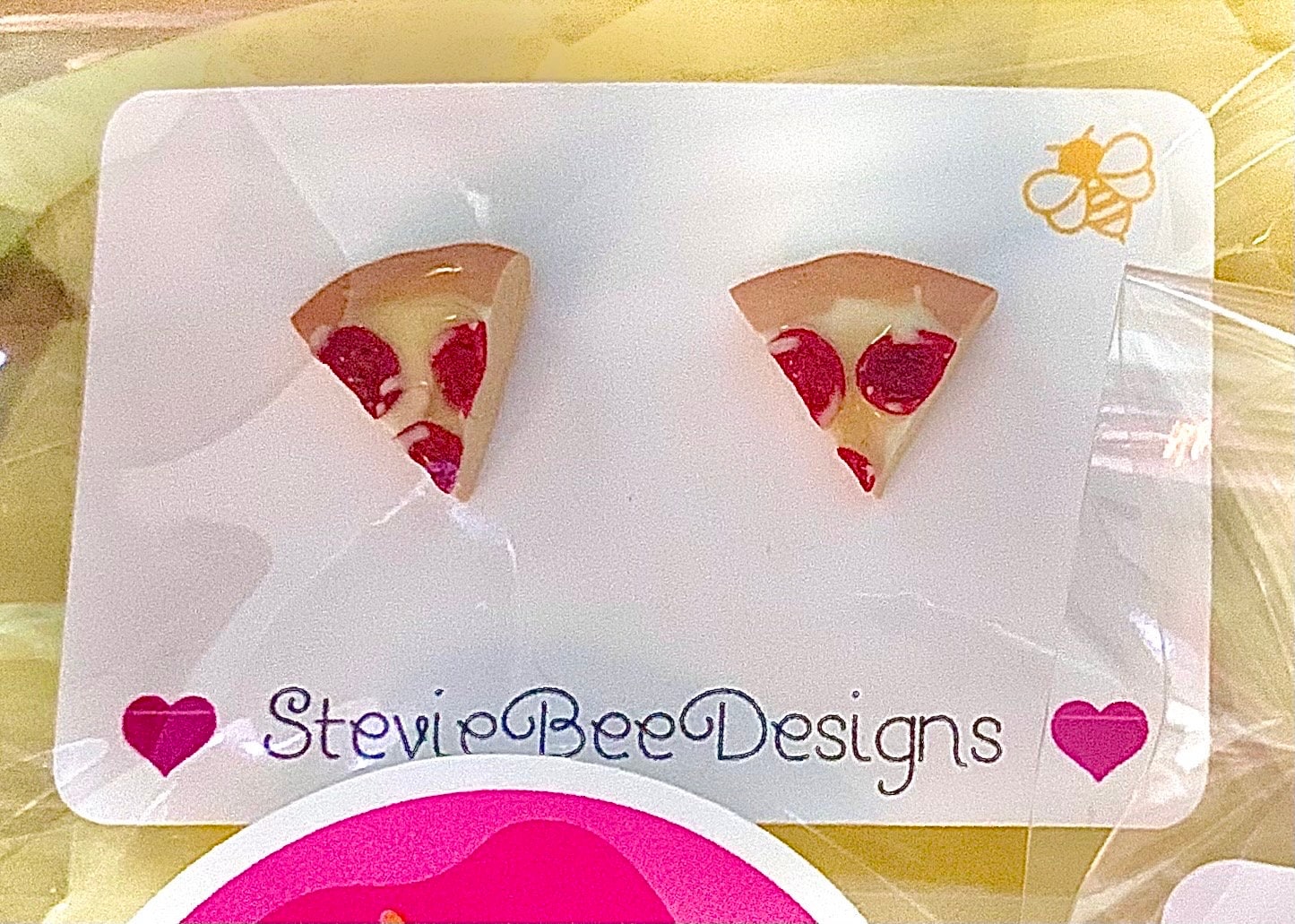 New York Pizza Enamel Charm Stud Earrings