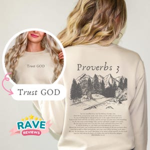 Proverbs 3 Christian Crewneck Sweatshirt, Jesus hoodies, Bible verse hoodie, Faith sweater, Trendy Front Back, Mother&#39;s Day gifts for wife