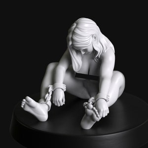 Sub Series 131 - Curvy Girl Sitting On The Floor Tied Up Naked by Manufaktura Miniatures