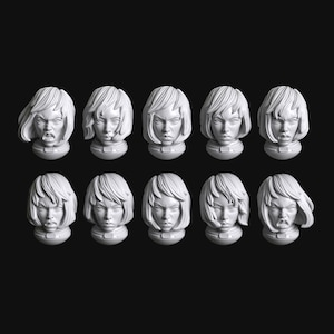 Sedition Series 06b -  Gene-Enhanced Female Battle Sisters Conversion Heads x10 by Manufaktura Miniatures