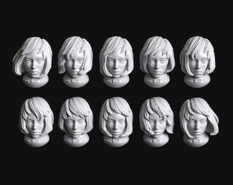 Serie Sedición 06a - Cabezas de Hermanas de Batalla Femeninas Genéticamente Mejoradas (x10) de Manufaktura Miniatures