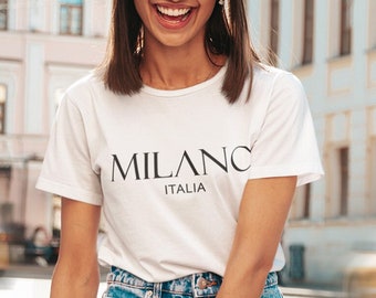 Milano Italia Ladies T-shirt, Italy Shirt, Milan Italy Shirt, Shirt Italy, Designer Shirt, Italy Gift For Her, Italie, Travel Gifts, Ciao