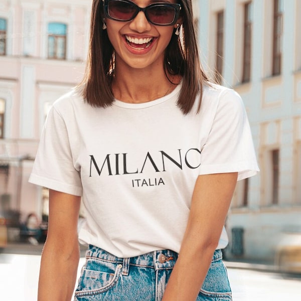 Milano Italia Ladies T-shirt, Italy Shirt, Milan Italy Shirt, Shirt Italy, Designer Shirt, Italy Gift For Her, Italie, Travel Gifts, Ciao