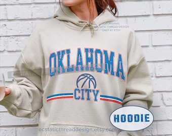 Oklahoma City Basketball Hoodie, Vintage OKC Hoodies, Retro Thunder Sweatshirt Hooded, Unisex Pullover