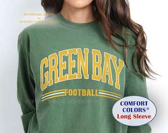 Green Bay Football Shirt, Long Sleeve, Comfort Colors®, Vintage Green Bay Shirt, Greenbay Tshirt, Green Bay Fan Gift, For Women and Men
