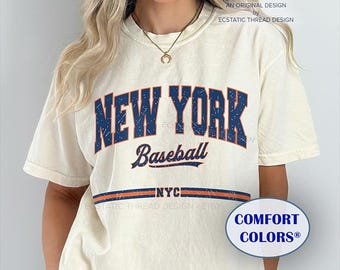New York Baseball Shirt,  Comfort Colors®, NY Baseball Shirts, Baseball New York, Vintage Style NY Baseball T-shirt, NY Fan Gift, Unisex