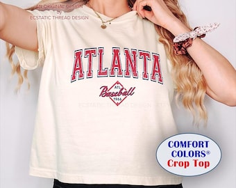 Atlanta Baseball Crop Top, Comfort Colors®, Vintage Style, Womens Atlanta Baseball Shirt, Baseball Atlanta Cropped Tee, Atlanta Baseball Fan