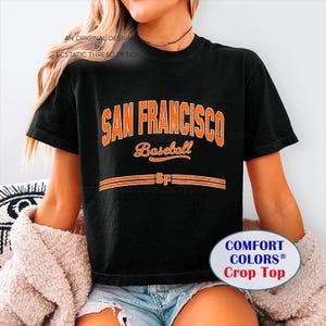 San Francisco Baseball Crop Top, Comfort Colors®, SF Baseball Shirts Women, Baseball San Francisco Womens Shirt, Vintage SF Baseball Gift