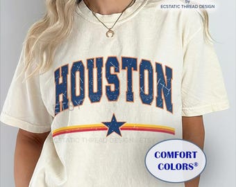 Vintage Houston Baseball Shirt, Retro Houston Baseball, Comfort Colors®, Houston Texas, Baseball Fan Gift, Baseball Houston, Women and Men