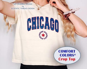 Chicago Baseball Crop Top, Womens Chicago Baseball Shirt, Chicago Baseball Womens Shirt, Chicago Baseball Cropped, Retro Baseball Chicago T