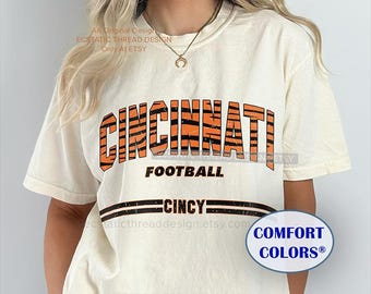 Cincinnati Football Shirt, Comfort Colors, Cincinnati Game Day Shirt, Vintage Cincinnati Football Tshirt, Retro Football Cincinnati, Unisex
