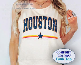 Houston Baseball Tank Top, Comfort Colors, Houston Baseball Shirts, Retro Houston Baseball Tshirt, Houston Baseball Fan Gift, Women and Men