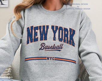 New York Baseball Sweatshirt, NY Baseball Sweatshirt, Vintage Baseball New York Crewneck, NY Baseball Fan, NYC Baseball Sweatshirt, Unisex