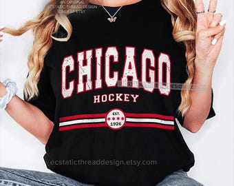 Retro Chicago Hockey Shirt, Vintage Tee, Heritage T-shirt, Comfort Colors Unisex