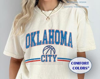 Oklahoma City Basketball Shirt, Vintage Style OKC Heritage Graphic Tee, Soft Cotton Comfort Colors Game Day T-shirt