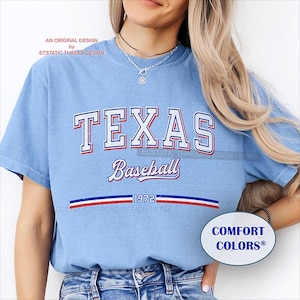 Vintage Texas Baseball Shirt, Baseball Texas Shirts, Comfort Colors®, Baseball Fan Gift, Retro Texas Baseball Tshirt, Texas Fan Gift, Unisex