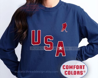 USA Hockey Shirt, Long Sleeve, Youth Tee, Winter Sports 2026, Heritage US Hockey T-shirt, Comfort Colors Medium Weight
