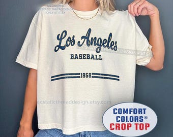 Los Angeles Baseball Crop Top, Vintage LA Baseball Shirt, L.A. Comfort Colors Tee, Legacy Heritage Design