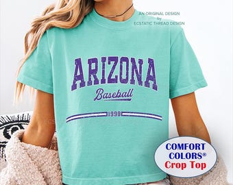 Arizona Baseball Crop Top, Comfort Colors®, Arizona Baseball Shirt Womens, Dbacks, Baseball Arizona Tshirt, AZ Baseball Women, 100% Cotton