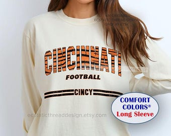 Cincinnati Football Shirt Long Sleeve, Comfort Colors, Cincy Shirt, Retro Cincinnati Football Tshirt, Vintage Bengals Shirt, Unisex