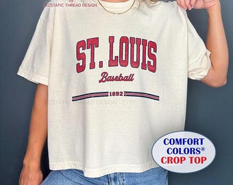 St. Louis Baseball Crop Top, Comfort Colors®, Retro STL Baseball, St. Louis Baseball Fan Gift, Vintage Style, The Lou Shirt, Cropped Tee