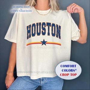 Vintage Houston Baseball Crop Top Shirt, Retro Houston Baseball Shirt Women, Comfort Colors®, Cropped Tee, Baseball Houston Gifts, Womens