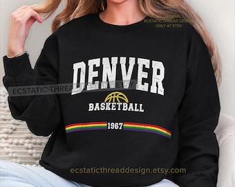 Denver Basketball Crewneck Sweatshirts, Retro Sweatshirt, Heritage, Vintage Style Fan Apparel, Unisex Pullover
