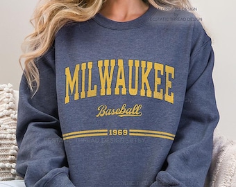 Vintage Milwaukee Baseball Sweatshirt, Milwaukee Baseball Crewneck, Retro Baseball Milwaukee Sweater, Milwaukee Baseball Fan Gift, Unisex