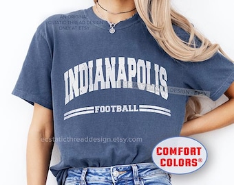 Vintage Indianapolis Football Shirt, Distressed Indianapolis Football Tshirt, Comfort Colors®, Indianapolis Footbal, For Women and Men