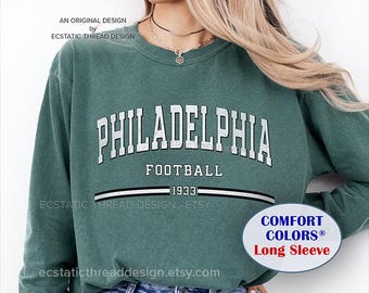 Philadelphia Football Comfort Colors Long Sleeve T-Shirt