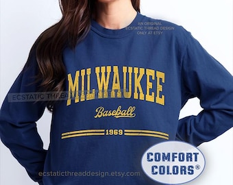 Milwaukee Baseball Shirt, Long Sleeve, Vintage Comfort Colors Milwaukee Crew Tee