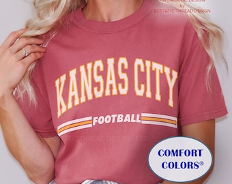 Kansas City Football Shirt, KC Football T Shirt, Comfort Colors, Kansas City Tshirts, KC Football Fan Gift, Retro Football, For Women & Men