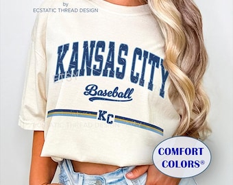 Vintage Kansas City Baseball Shirt, KC Baseball Shirts, Comfort Colors®, Baseball Kansas City Tshirt, Crown Town, KC Baseball Gift, Unisex