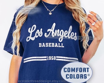 Vintage LA Baseball Shirt, Los Angeles Baseball Tee, Adult & Youth, L.A. Distressed Comfort Colors Shirts, Legacy Heritage Style