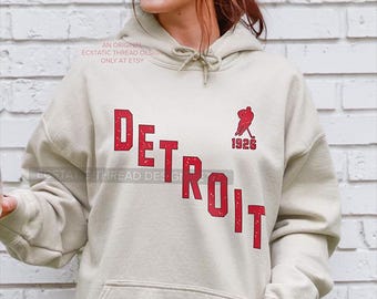 Detroit Hockey Sweatshirt, Vintage Hoodie, Youth Sweatshirts, Heritage Apparel, Detroit Sports, Hockeytown Gift, Red Detroit Pullover