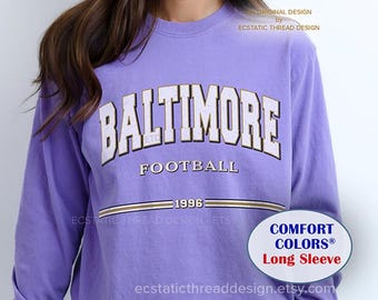 Vintage Baltimore Football Long Sleeve Shirt, Baltimore Football Shirt, Comfort Colors®, Game Day Tees, Football Baltimore, Unisex