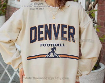 Denver Football Sweatshirt, Denver Crewneck, Pullover, Heritage, Vintage Style, Retro Design, Unisex