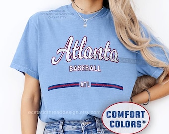 Atlanta Baseball Shirt, Comfort Colors Tee, Retro Vintage Style, ATL Baseball Fan Gift, Adult, Unisex