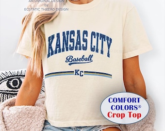 Kansas City Baseball Crop Top, Comfort Colors, Kansas City Baseball Shirt Women, Womens KC Baseball, Vintage Kansas City Baseball Cropped